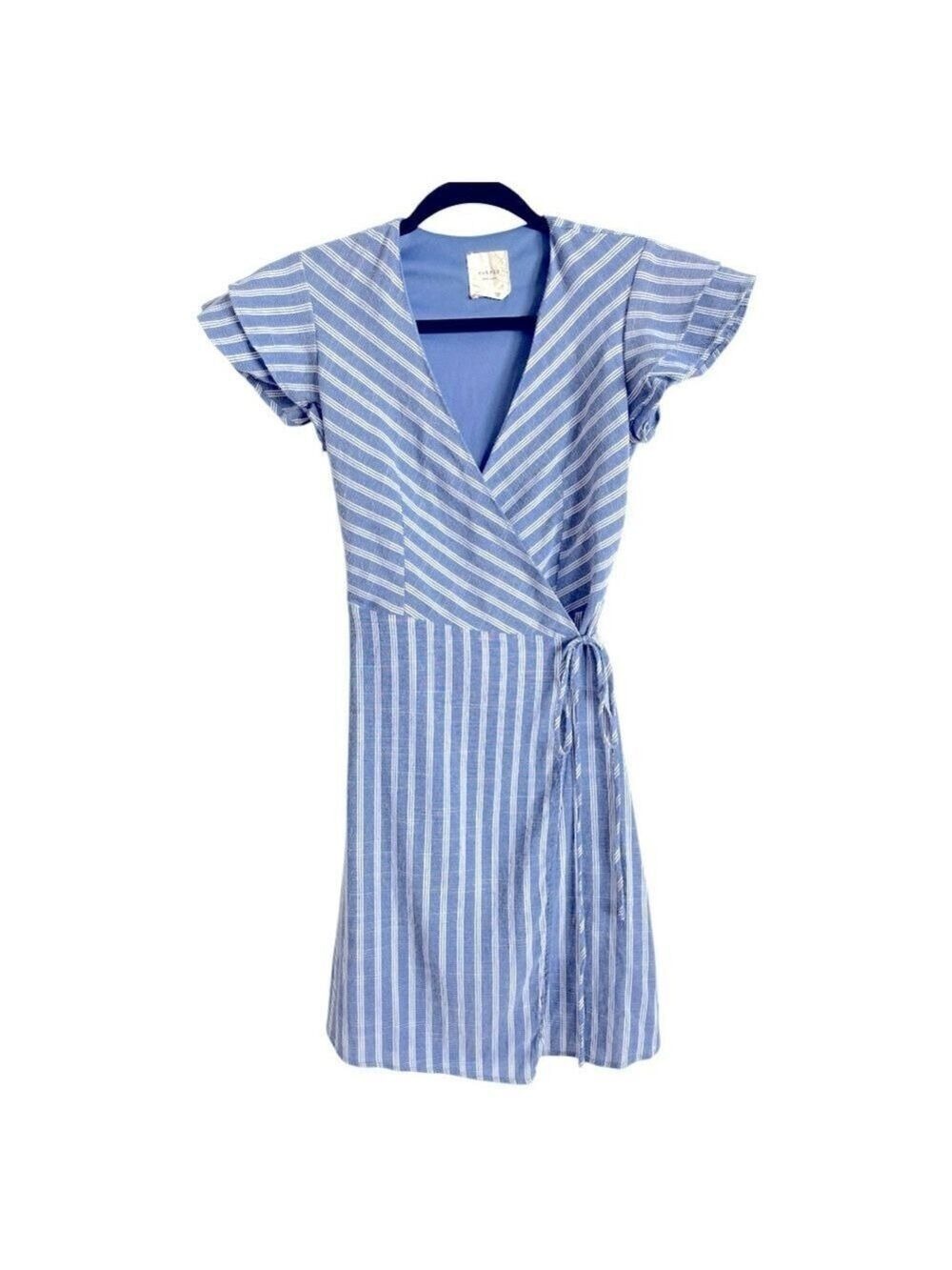 Francesca’s Harper Heritage Striped Flutter Sleeve Wrap Dress Size XS